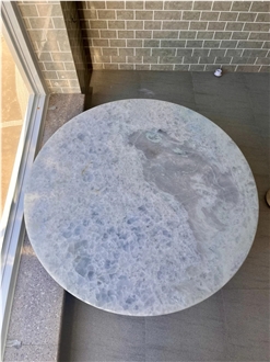 Custom OEM ODM Cristalita Ocean Blue Marble Round Side Tables