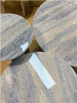 Custom OEM ODM Cristalita Ocean Blue Marble Round Side Tables