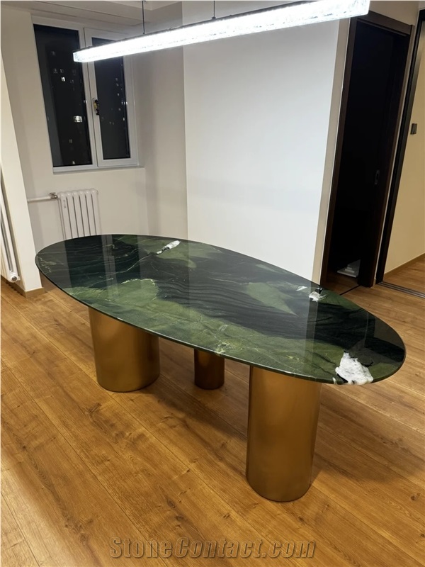 HRST Brazil Avocatus Quartzite Green Stone Table On Sale