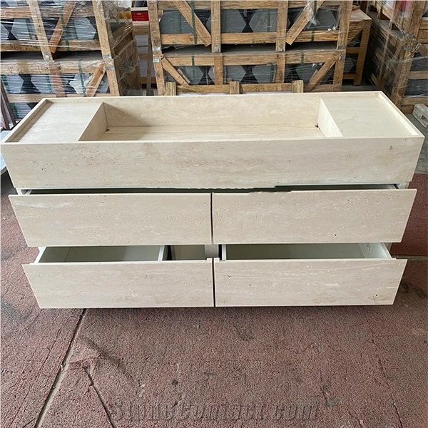 Hrst Travertine Bathroom Vanity Unit With Sink