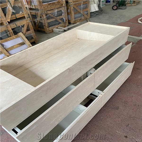 Hrst Travertine Bathroom Vanity Unit With Sink