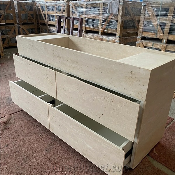 Hrst Travertine Bathroom Vanity Unit With Sink