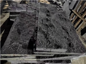 G684 Split Face Black Basalt Tiles For Wall Cladding