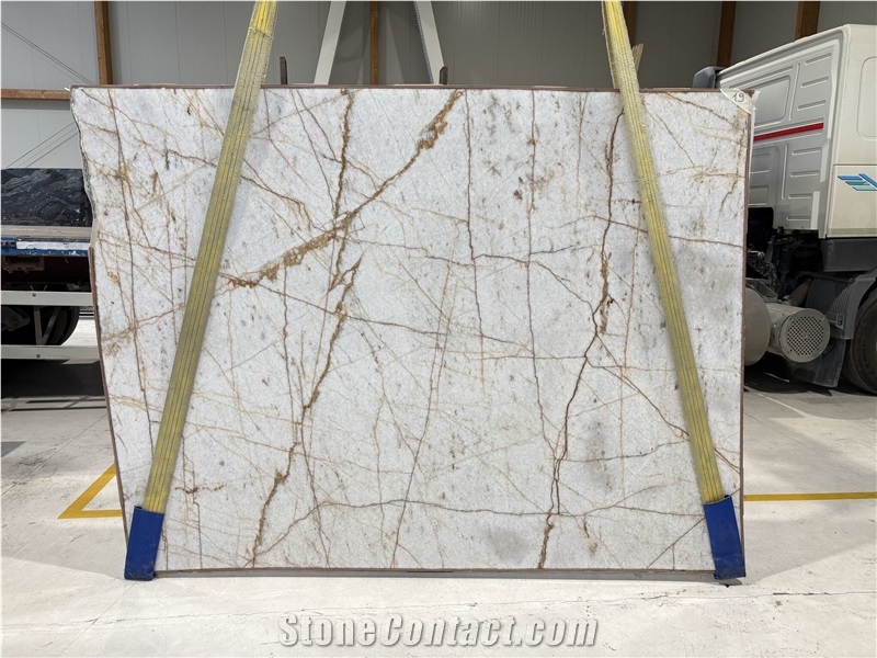 Cristallo Imperiale Vena Oro Quartzite Slabs
