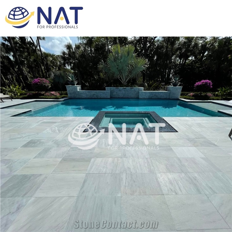 Sanded Light Grey Pool Coping Bianco Marble Stone Pavers