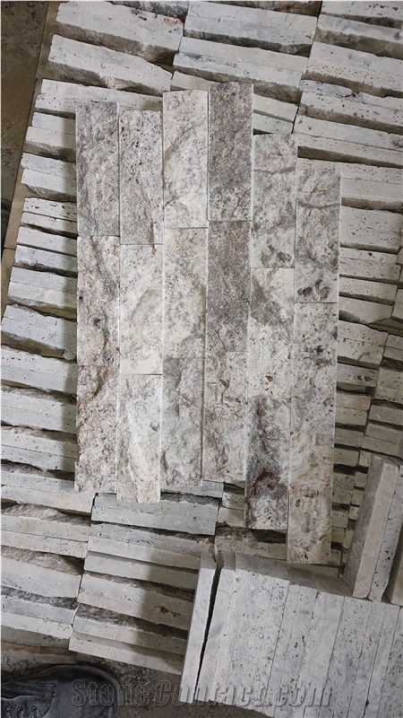 Afyon Silver Travertine Split Face Stone Veneer