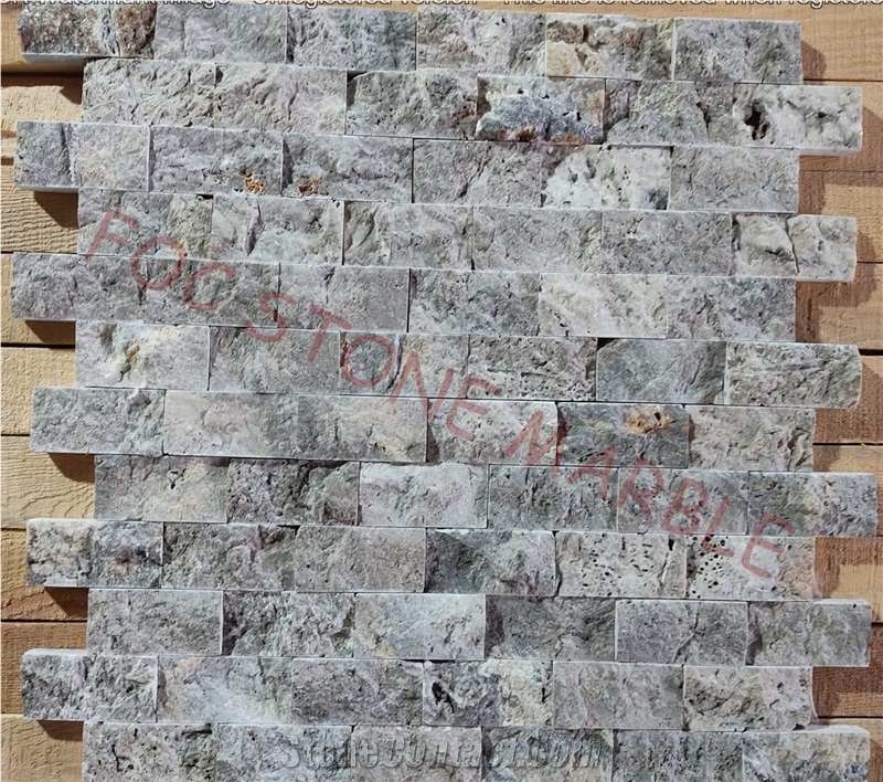 Afyon Silver Travertine Split Face Stone Veneer