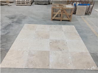 Light Medium Travertine Filled And Honed Tiles