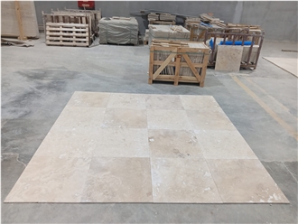 Light Medium Travertine Filled And Honed Tiles