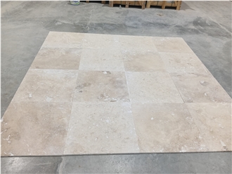 Light Medium Travertine Filled And Honed Tiles