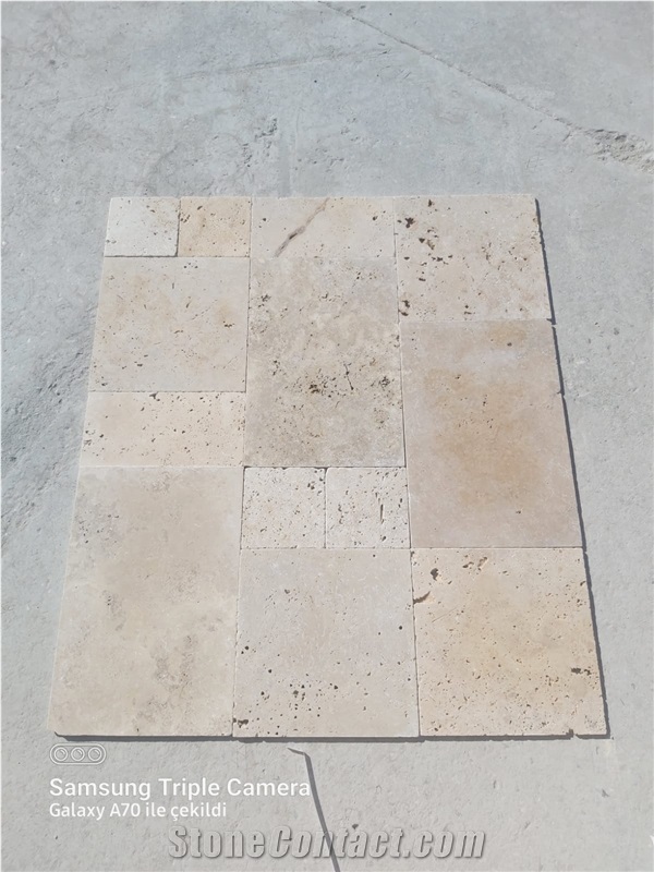 Rustic Travertine Tumbled French Pattern Set 1.2 Cm Thickness