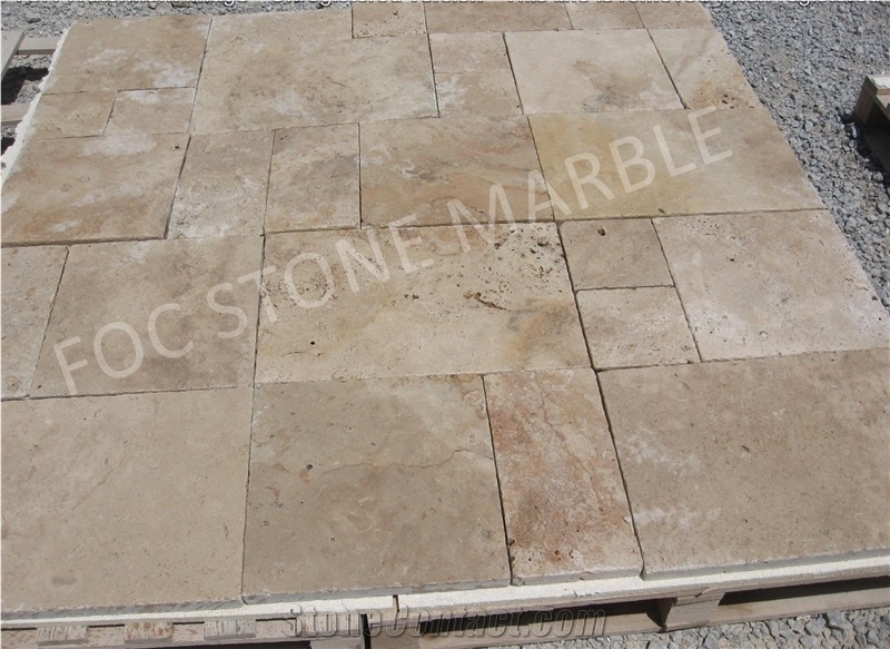 Rustic Travertine Tumbled French Pattern Set 1.2 Cm Thickness
