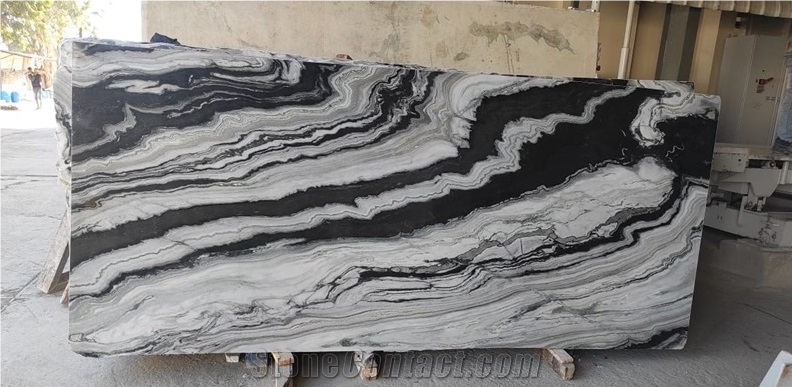 Panda White Marble Tiles, Slabs