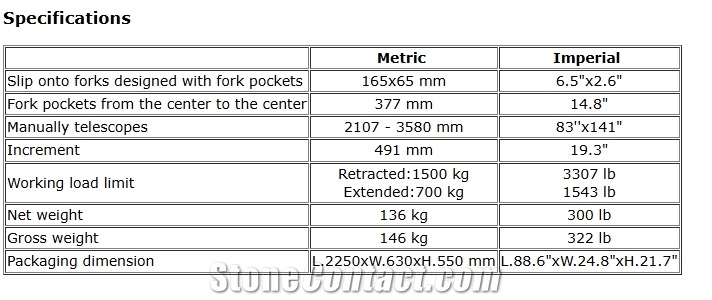 Forklift Boom - FB2-3580 - Loader, Unloader For Slabs