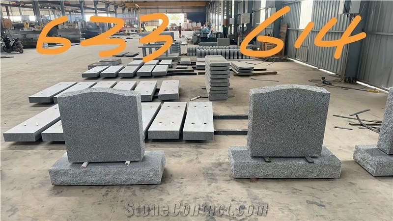 G614 Granite Serp Top Upright Headstones