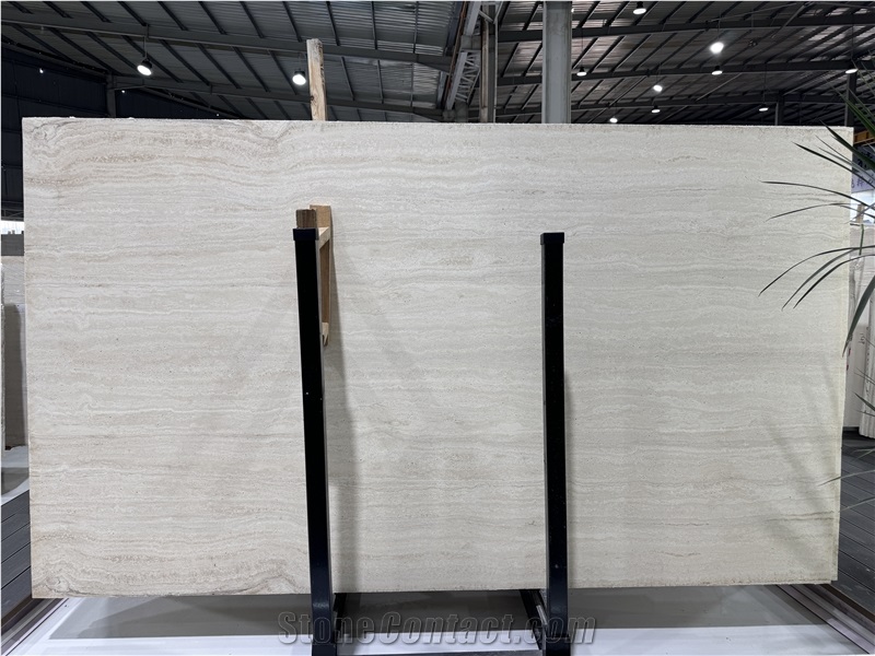 Polished Super White Travertine Slabs For Indoor And Outdoor