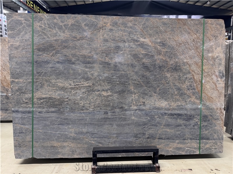 Provence Grey Marble With Gold Veins Slabs  Pattern