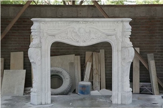 Carved Marble Carrara Modern Fireplace Mantel For Interiors