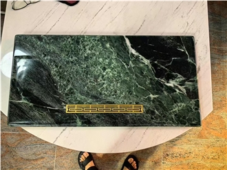 Custom Made Green Marble Tea Trays For Kitchen Decor