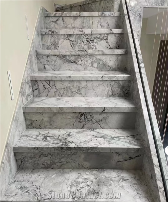 Imported Stone Staircase Super White Quartzite Stair