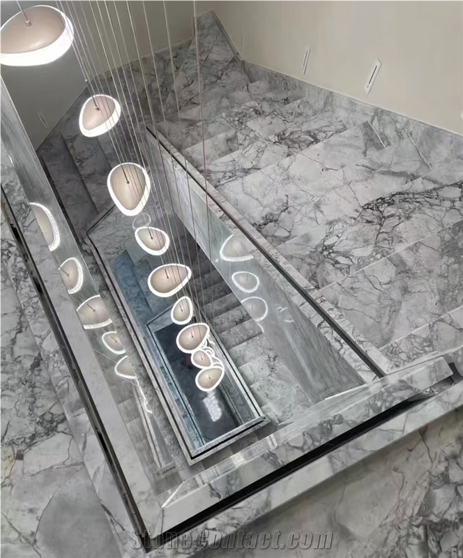 Imported Stone Staircase Super White Quartzite Stair