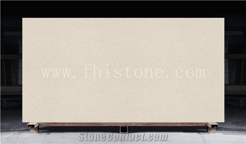 Plain Cream Quartz Uniformed  Quartz Slabs