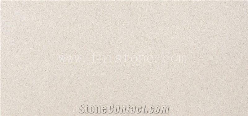 Plain Cream Quartz Uniformed  Quartz Slabs