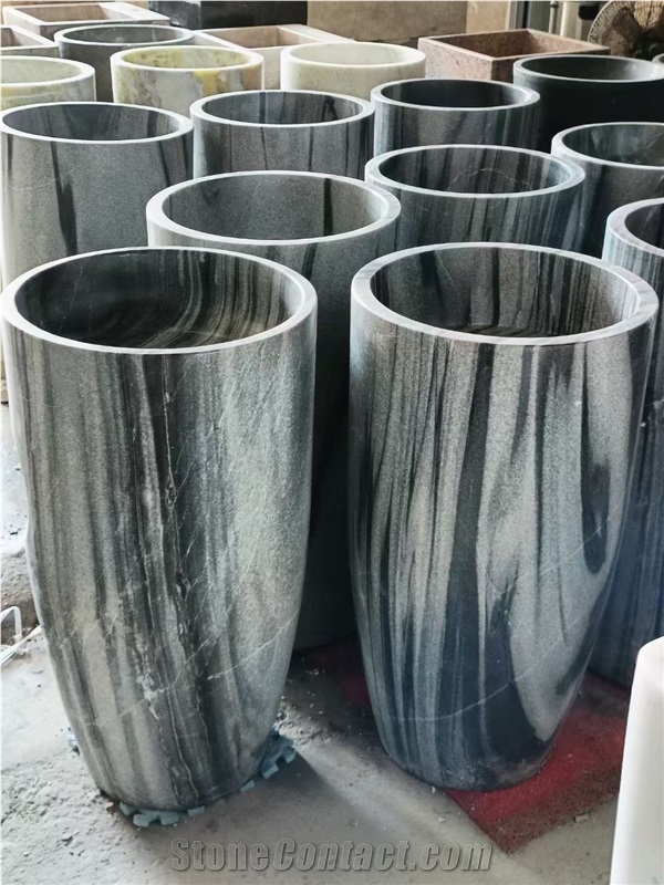 Grey Marble Basin Free Standing Frock Style Pedestal