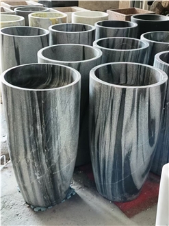 Grey Marble Basin Free Standing Frock Style Pedestal Grey Marble Basin Free Standing Frock Style Pedestal