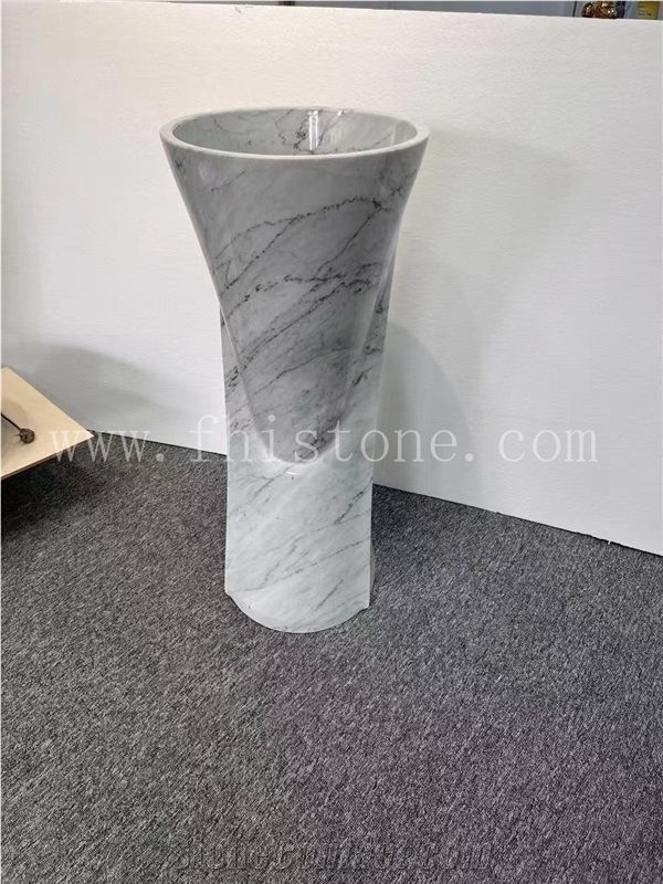 Grey Marble Basin Free Standing Frock Style Pedestal
