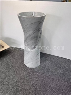 Grey Marble Basin Free Standing Frock Style Pedestal