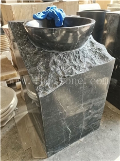 Grey Marble Basin Free Standing Frock Style Pedestal