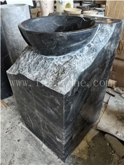 Grey Marble Basin Free Standing Frock Style Pedestal