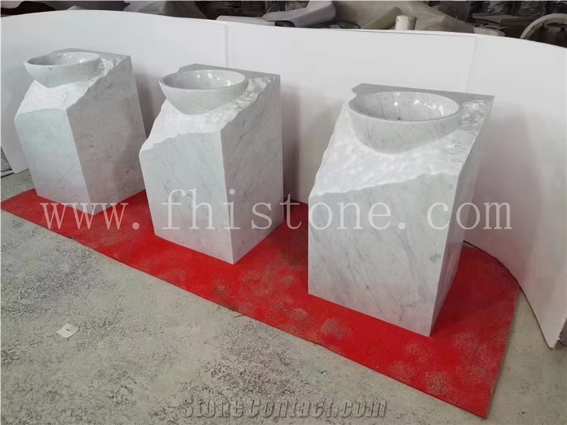 Grey Marble Basin Free Standing Frock Style Pedestal