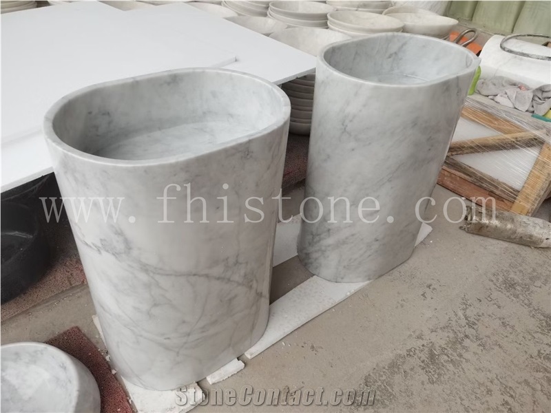Marble Basin Free Standing Frock Style Square Pedestal