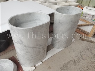 Marble Basin Free Standing Frock Style Square Pedestal