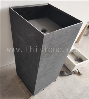 Marble Basin Free Standing Frock Style Square Pedestal