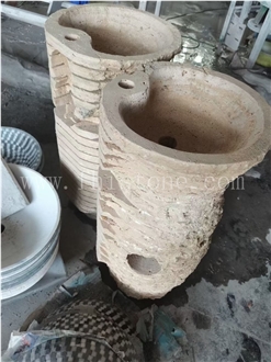Marble Basin Free Standing Frock Style Square Pedestal