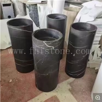 Marble Basin Free Standing Frock Style Square Pedestal