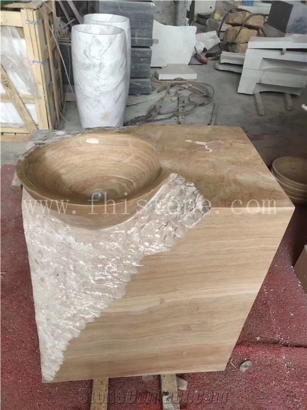 Travertine Wash Basin Pedestal  Bathroom Handcrafted