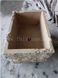 Travertine Wash Basin Pedestal  Bathroom Handcrafted