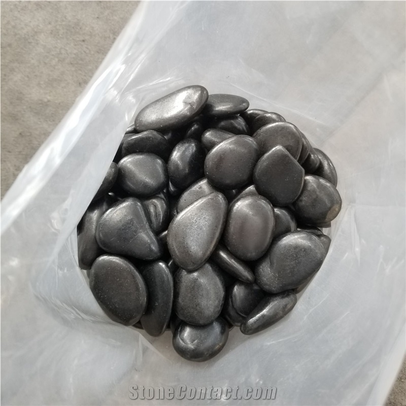 High Quality Polished Black River Pebble