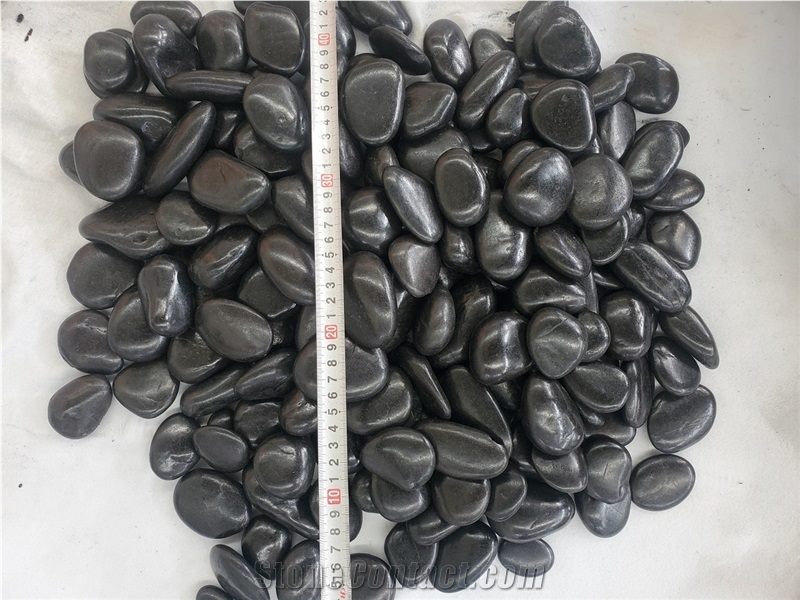 High Quality Polished Black River Pebble