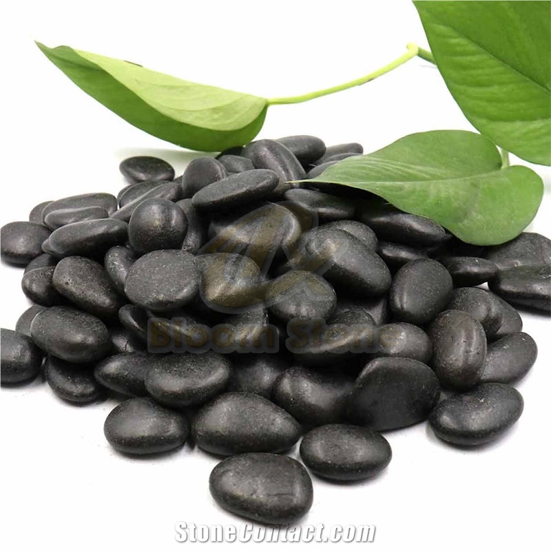 Polished River Pebble Stone Black Pebble For Garden