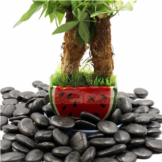 Polished River Pebble Stone Black Pebble For Garden