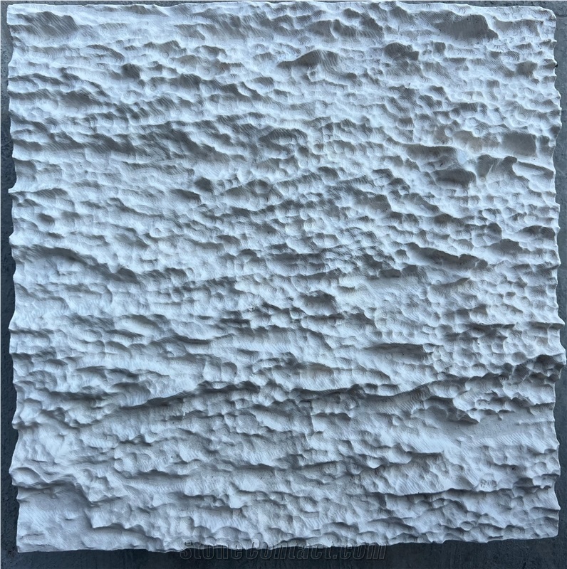 Textured Stone Wall Tiles White Marble