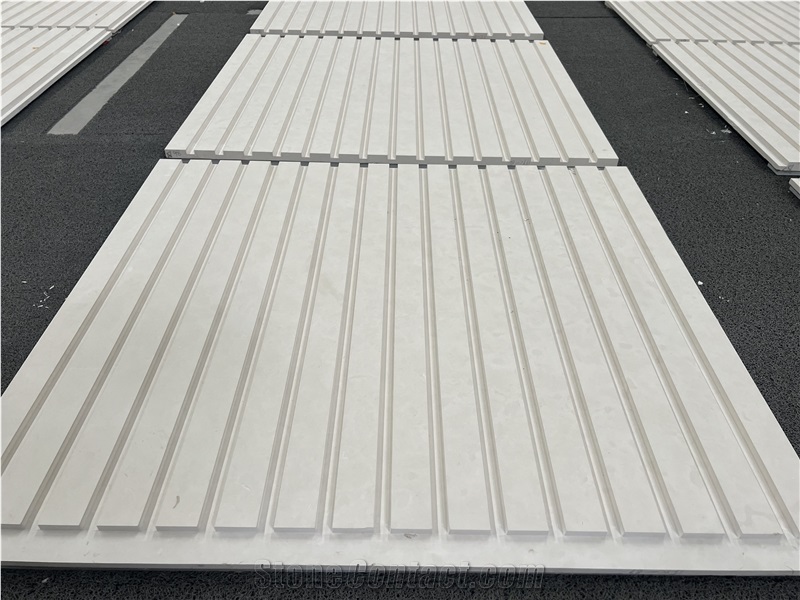 White Sand Beige Marble Fluted Tiles