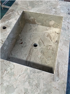 Cream Antique Marble Custom Bathroom Countertop