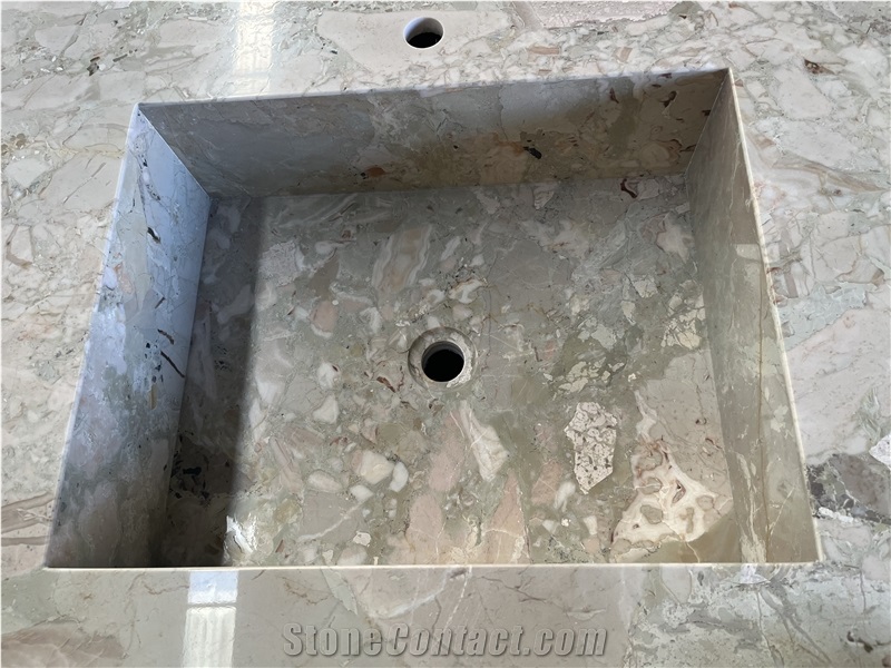 Cream Antique Marble Custom Bathroom Countertop