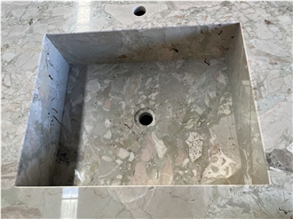 Cream Antique Marble Custom Bathroom Countertop